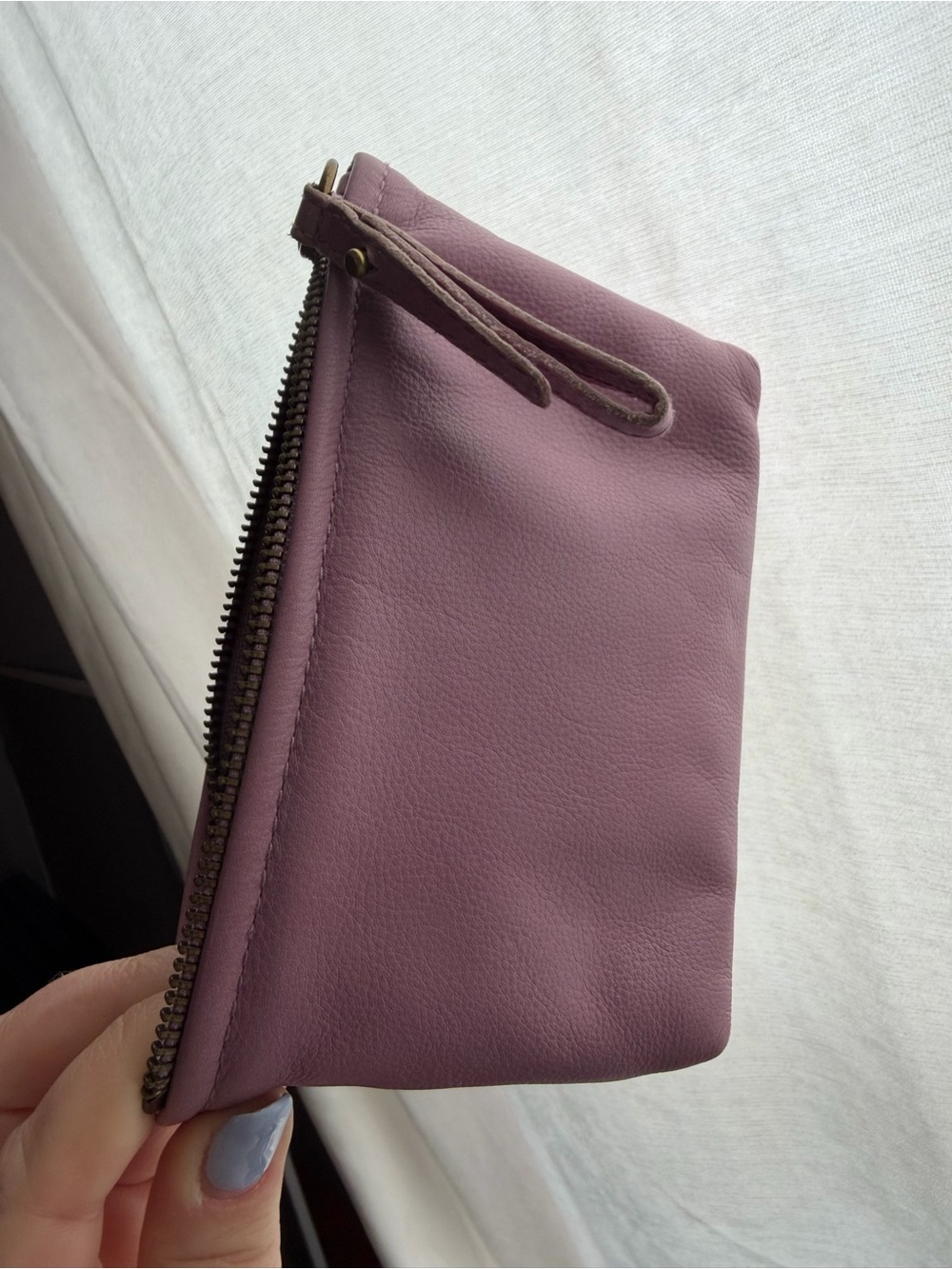 Madewell Leather Zip Pouch in Dusty Mauve